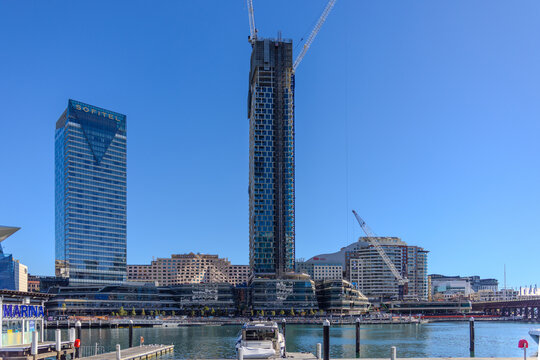 11 August 2026 Darling Harbour within walking distance of Sydney CBD Central Business District on a Sunny cold winters day in Sydney NSW Australia