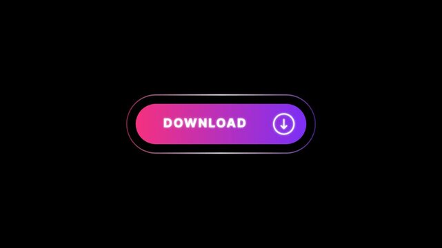 Animated Download Button with Gradient Colors and Glitch Effect on Black Background.