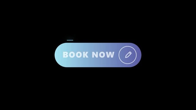 Animated Book Now Button with Pencil Icon on Black Background for Online Reservations and Digital Services.
