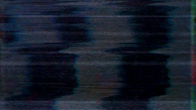Blue TV noise and VHS glitch texture on black background, analog static interference with distorted scan lines and retro signal error effect for video, cyberpunk design, poster or digital overlay.