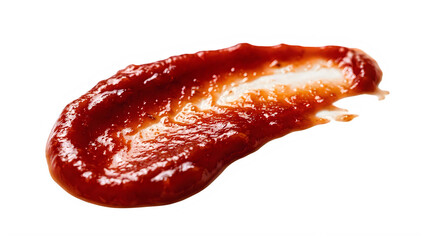 Fototapeta premium Red tomato ketchup smear isolated on white background for food design