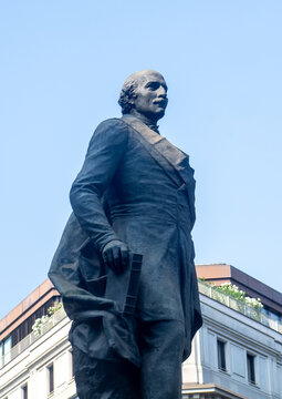 Bronze Statue of Francesco Melzi d'Eril profile monument in City. Milan, Italy - June 24, 2026