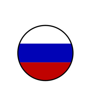 Round circle icon with the national flag of russia in white blue and red colors Vector