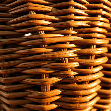 Heritage craft abstract extreme macro woven wicker basket textures warm golden hour sunlight highlighting intricate organic weave