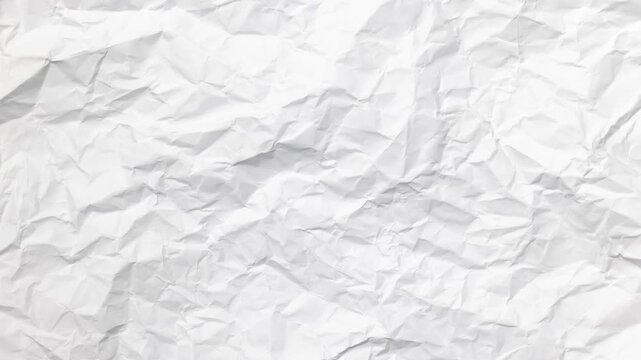 Crumpled white paper texture shifting in stop motion animation. Concept of editorial backgrounds, handmade design, packaging mockups and creative social media transitions.