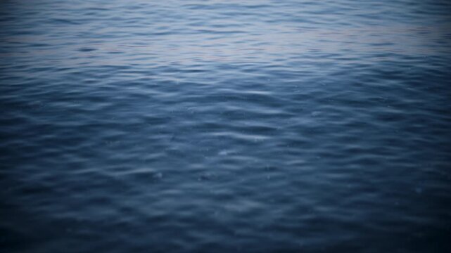 Deep blue sea water surface with gentle ripples and soft reflections, creating a calm, minimalist texture, 4K.