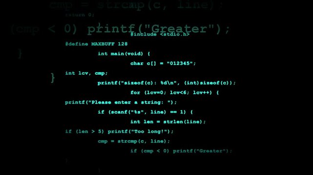 Abstract code scrolling on dark background