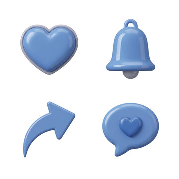 Light blue 3d social media interaction icons