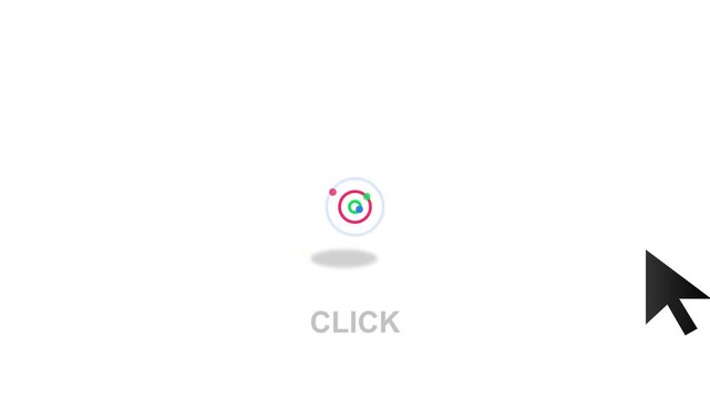 Interactive cursor clicking a colorful target graphic animation for web interface user experience motion video footage