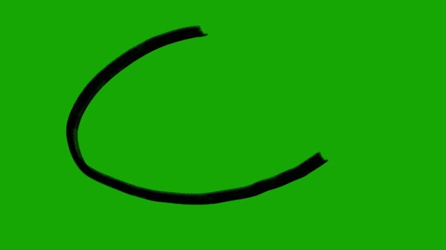 Animated hand drawn oval circle outline on a green screen background. 4K horizontal video for highlighting, callouts, emphasis, presentations, transitions, and motion graphics