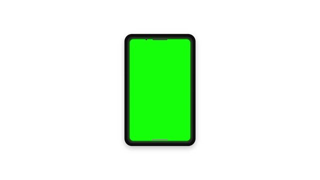Smartphone featuring chroma key green screen background for mobile video footage editing and animation design projects