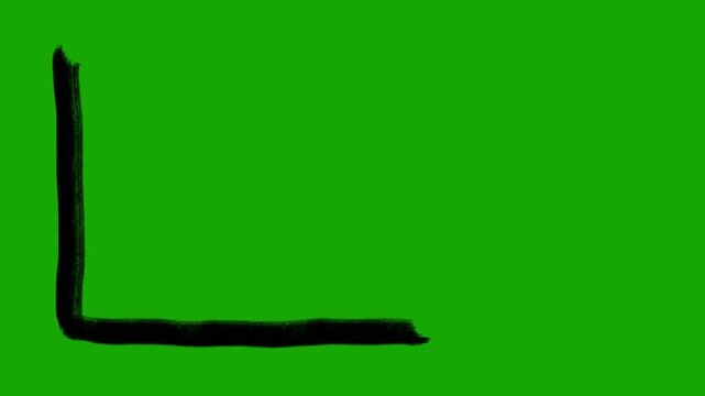 Animated hand drawn rectangular frame outline on a green screen background. 4K horizontal video for borders, frames, callouts, presentations, transitions, and motion graphics
