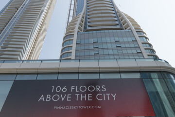 Fototapeta premium SkyTower at Pinnacle One Yonge, located at the foot of Yonge St designed by Hariri Pontarini Architects, and scheduled for occupancy in fall 2026, Toronto