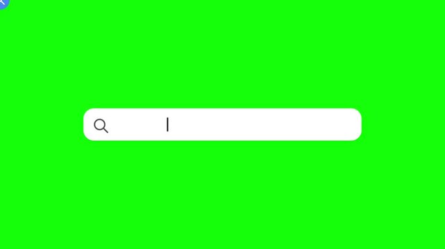 Search bar animation on bright green screen background for modern website user interface design motion video