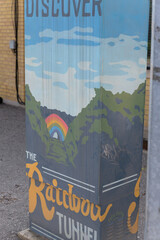 Fototapeta premium detail of a transit box mural by Tara Dorey called 