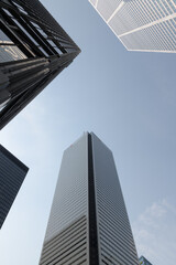 Fototapeta premium Toronto Financial District towers, worm's eye view of First Canadian Place, TD-Centre and Commerce Court West
