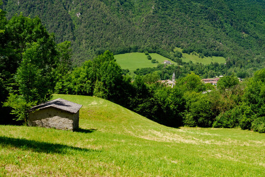 Mountain landscape at summer near Cerete Alto, in Bergamo province, Italy