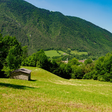 Mountain landscape at summer near Cerete Alto, in Bergamo province, Italy