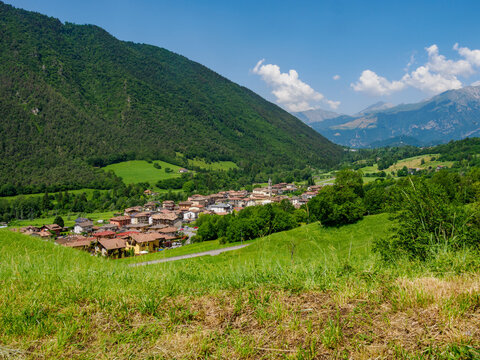 Mountain landscape at summer near Cerete Basso, in Bergamo province, Italy