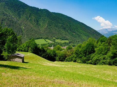 Mountain landscape at summer near Cerete Alto, in Bergamo province, Italy