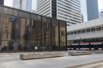 Fototapeta premium TD-Centre banking pavilion designed by Ludwig Mies van der Rohe at King and Bay, Financial District Toronto