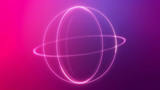 Abstract neon sphere and circle on pink purple gradient background with light glow, SEO title