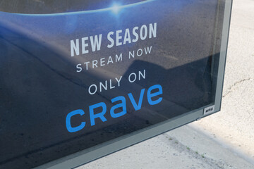 Fototapeta premium OOH bus shelter advertising poster for Crave online streaming service in Toronto