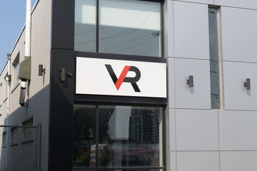 Fototapeta premium exterior building facade and sign of VR Mechanical Solutions Inc, a large commercial/industrial mechanical contractor, located at 8 Brentcliffe Rd, Toronto