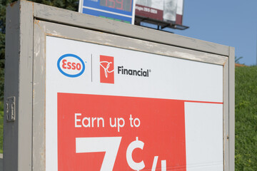 Fototapeta premium sign outside an Esso gas station at 1070 Millwood Rd, East York, Toronto