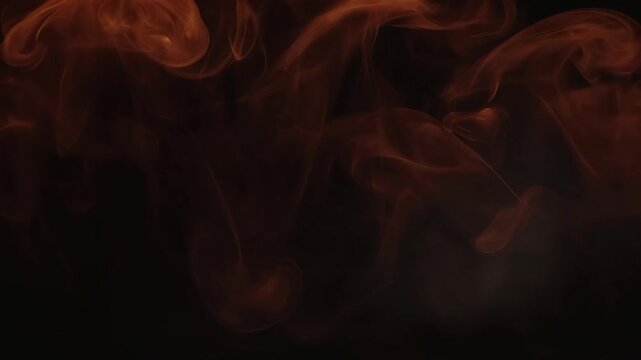 Abstract Orange Smoke Swirl With Fire And Flame On Black Background