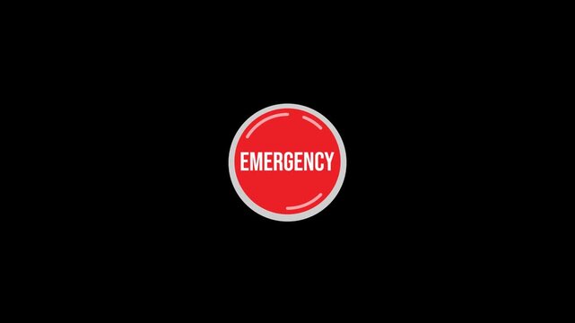 Red emergency button animation with transparent background for crisis management and safety control projects