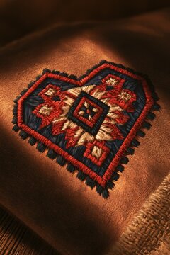Parzenica Emblem: Highland Folk Embroidery Pattern on Leather