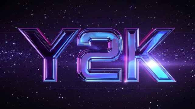Neon 3D Text in Space with Star Field and Futuristic Purple Blue Glow