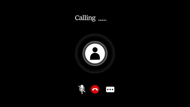 Incoming voice call screen interface with calling animation and mute button