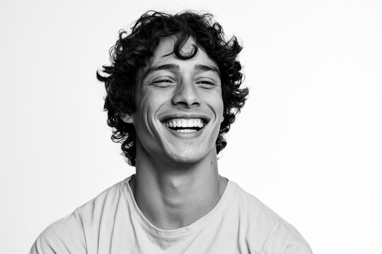 Portrait of a smiling young Brazilian man on a clean white background