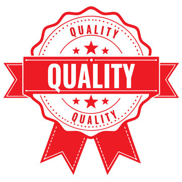 Red quality stamp sign with grunge texture