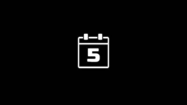 Animated calendar page icon for 05 day.Calender simple icon animation date change time month. 4k motion video animation.event planning and appointment concept.