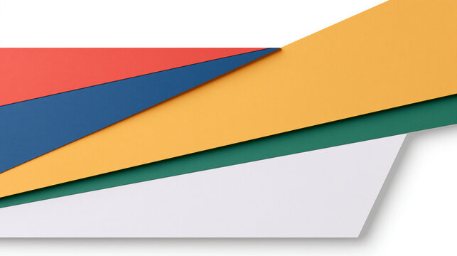 Colorful Layered Paper Banners Isolated on White Background