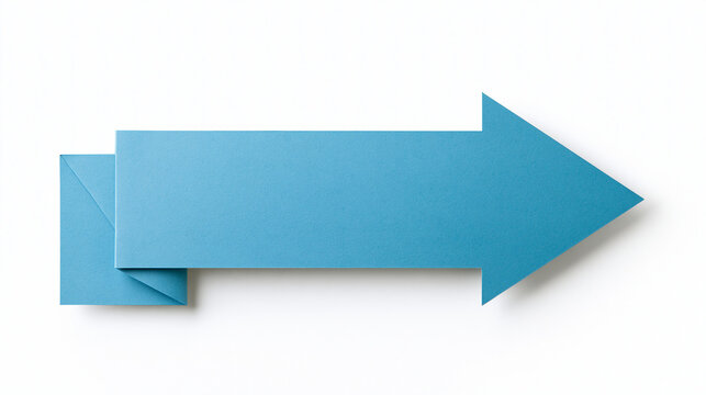Cyan Folded Arrow Paper Banner Isolated on White Background