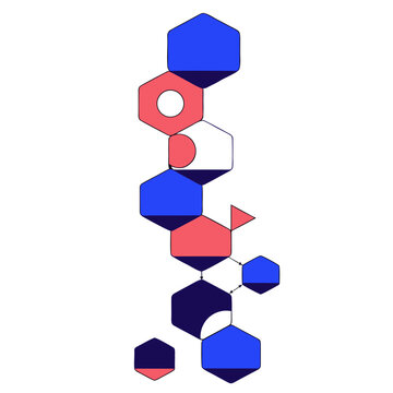 Abstract 3D modular isometric hexagonal cubes block structure concept flat vector illustration