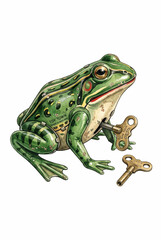 Fototapeta premium Vintage Wind-Up Metal Frog Toy.svg