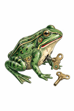 Vintage Wind-Up Metal Frog Toy.svg