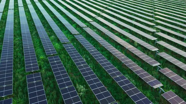 Large Solar Farm with Parallel Panel Rows