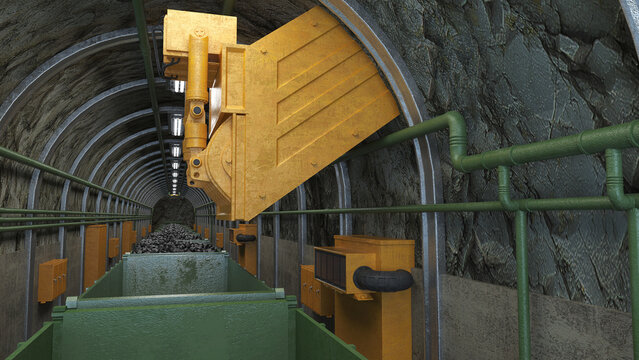 Coal Mine Loading Facility Filling Railway Wagons with Raw Coal