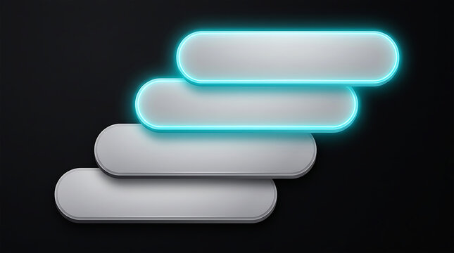 Abstract neon rectangles with glowing edges, cyan and white
