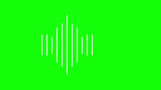 Audio wave frequency bars oscillating with rhythmic motion in this digital motion graphic animation green screen