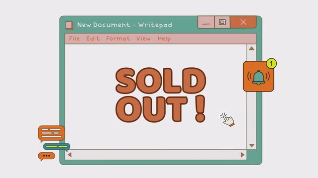 Vintage Inspired Computer Window Display Featuring a Retro Styled Sold Out Notification Message for Online Shopping Campaigns