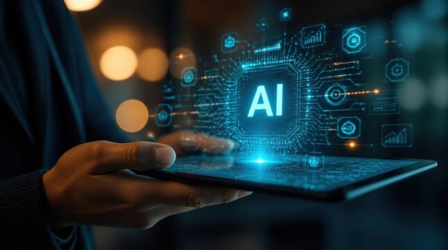 Futuristic Ai Concept Displaying on Tablet