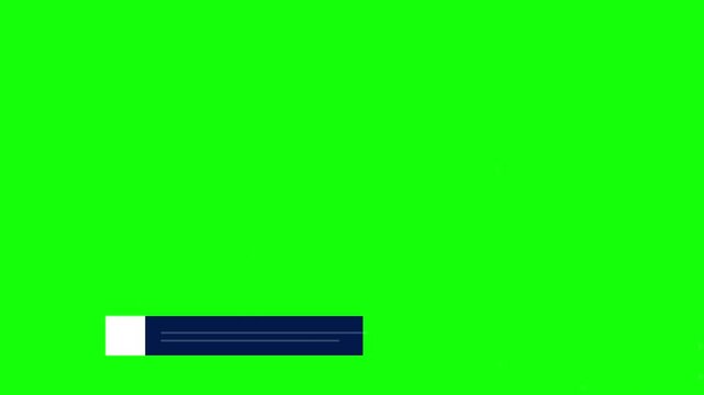 White Square Shape Animation Moving Along a Horizontal Line on Green Screen Background
