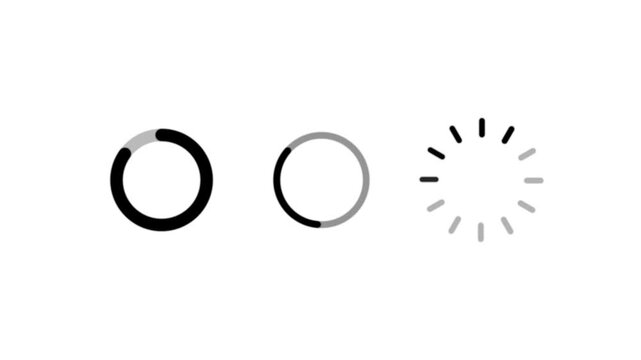 Set of loading progress animation on white background, circular loading progress bar for process and status display